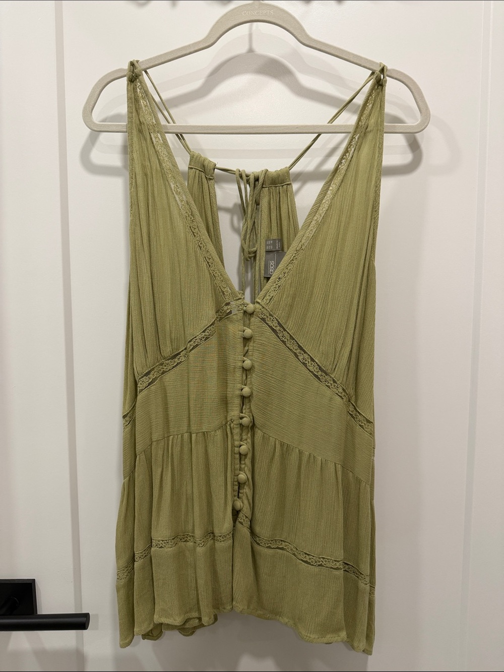 ASOS Olive Green Button-Front Tie-Back Camisole